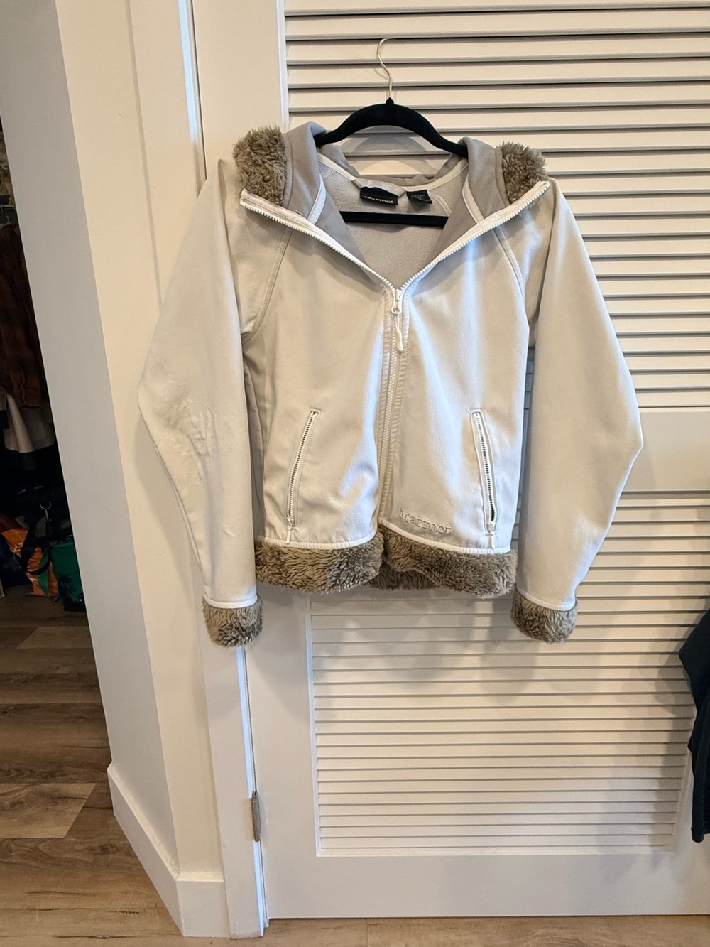 Marmot Arctic White with Faux-Fur Trim Hooded Jacket
